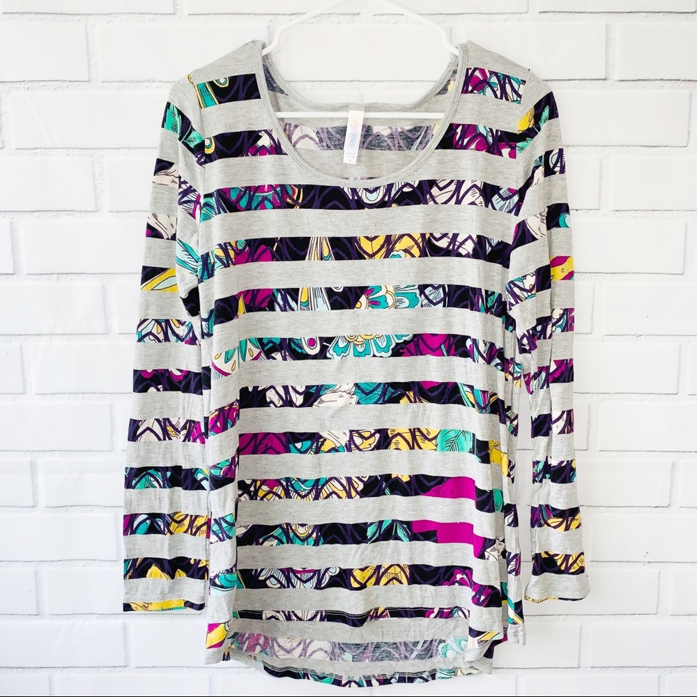 Lularue Long Sleeve Multi Colored Striped Top